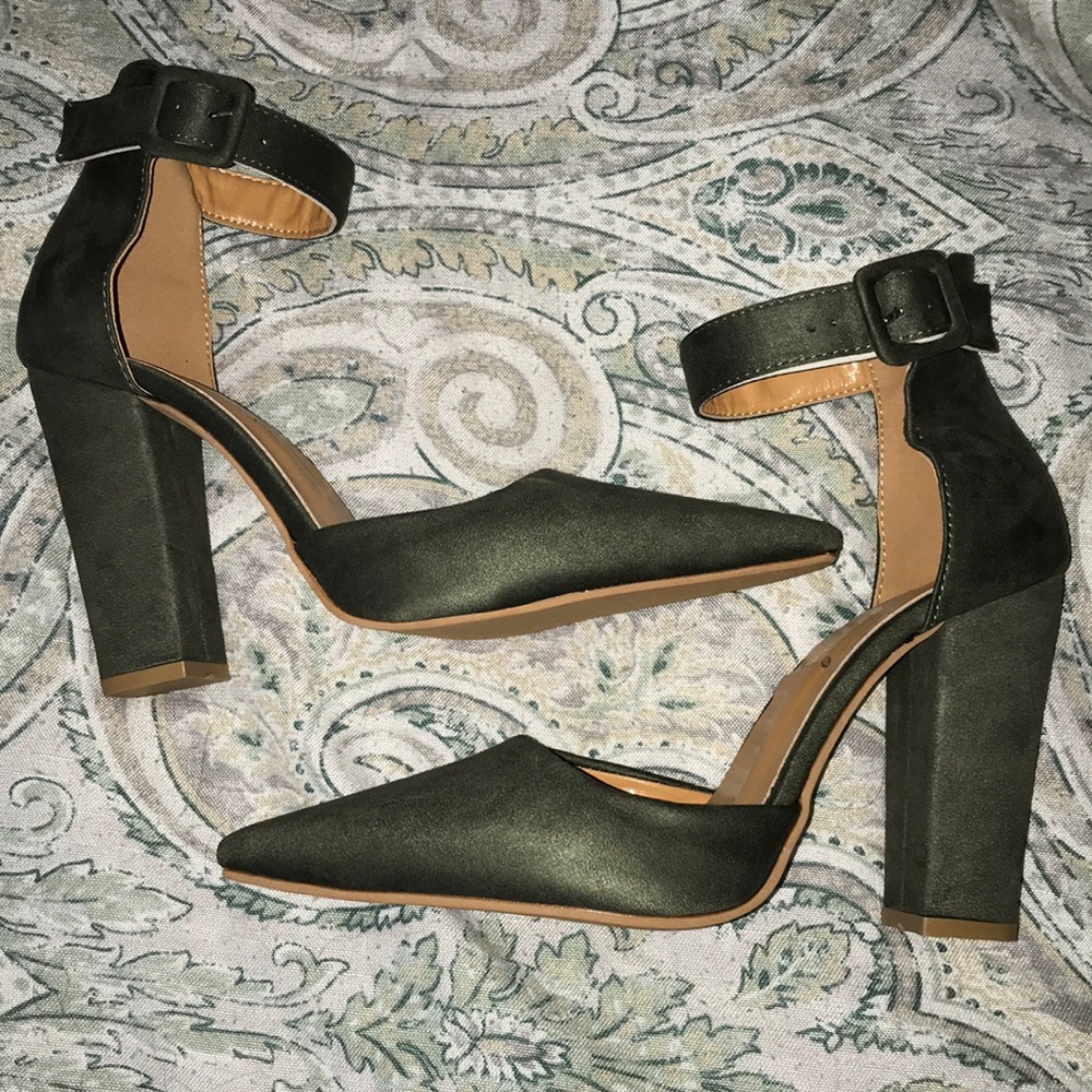 Green ankle strap heels